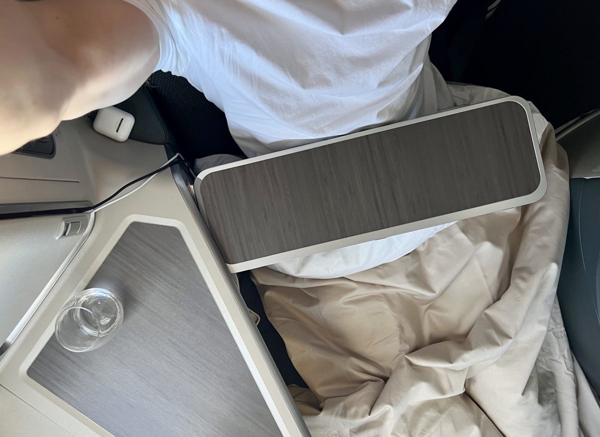 Cathay Pacific Airbus A35k business class tray table