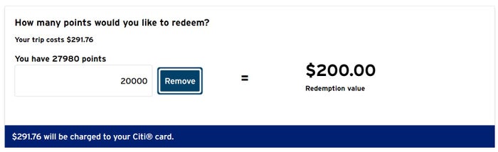 Citi Travel car point redemption