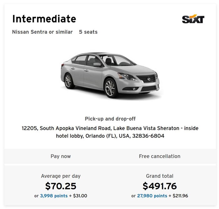 Citi Travel car search results