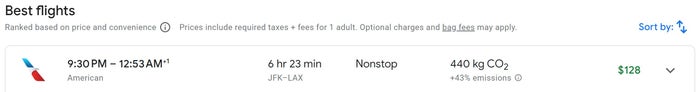Google Flights American Airlines