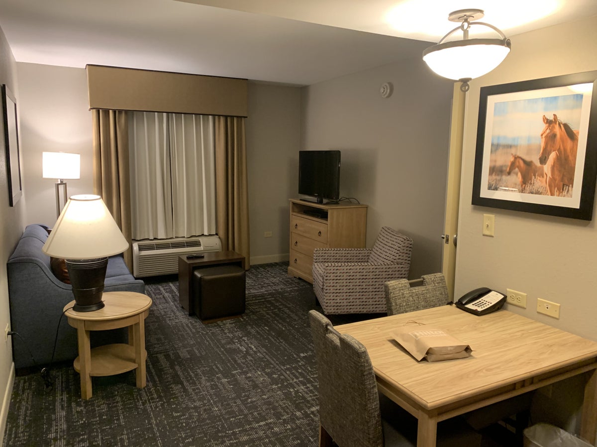 Living room in the guestroom at Homewood Suites Austin Round Rock