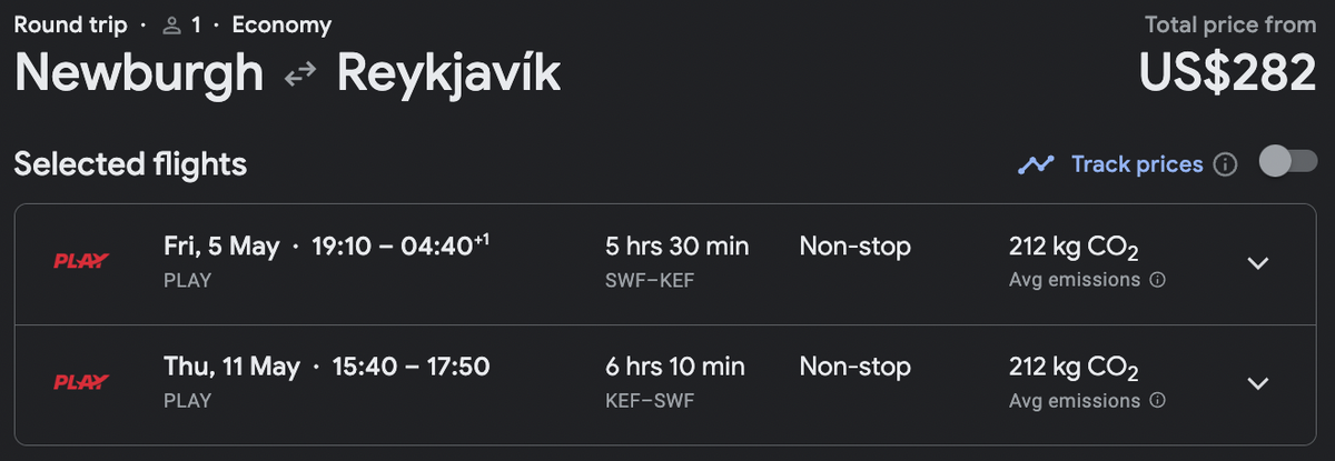 Low cost Play fares from Stewart to Iceland
