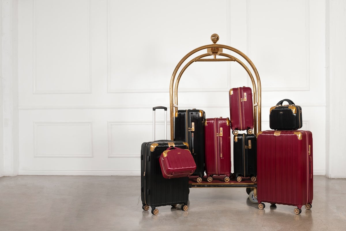 Luggage on a hotel baggage cart