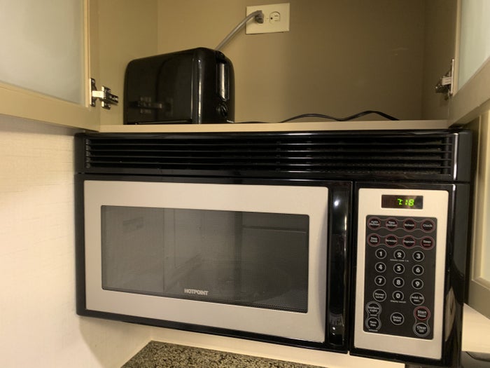 Microwave and toaster in the guestroom at Homewood Suites Austin Round Rock