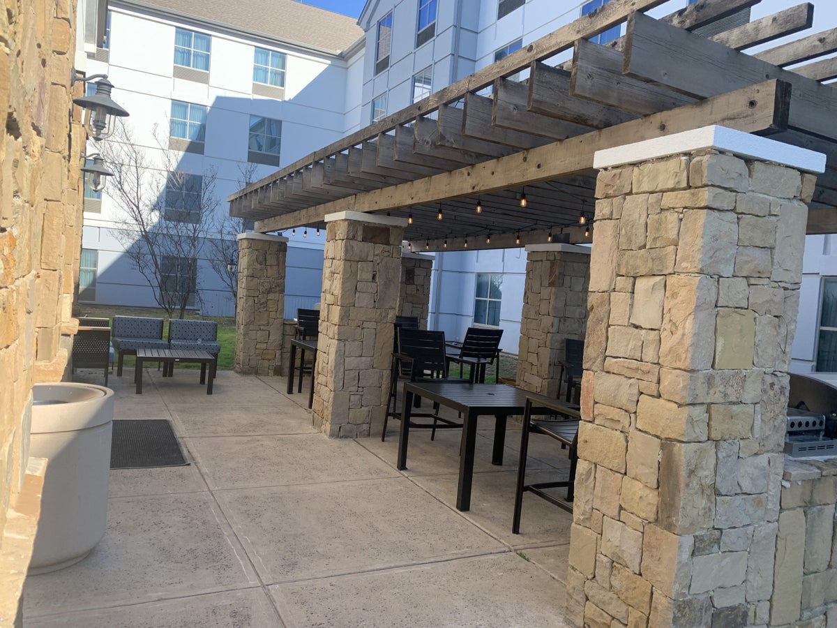 Outdoor seating area at Homewood Suites Austin Round Rock