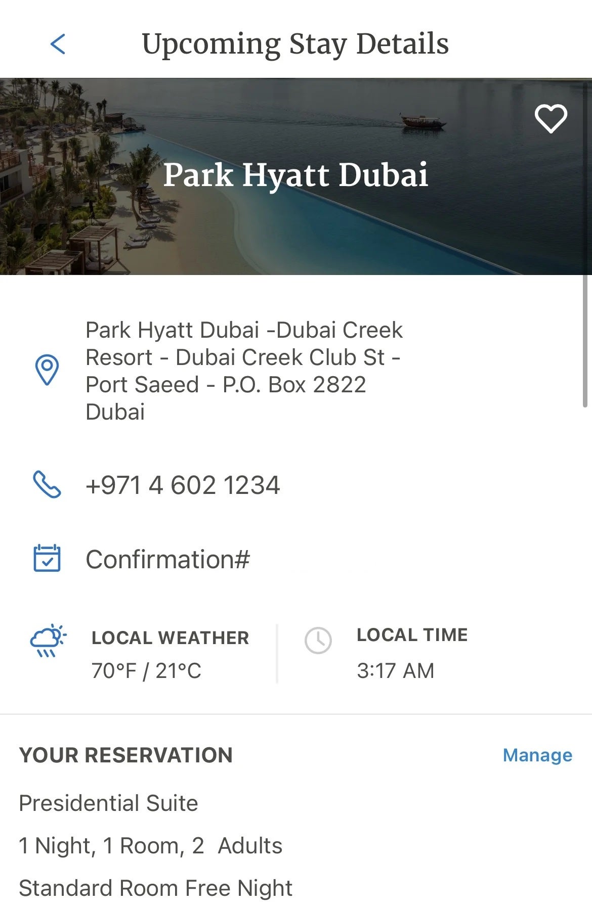 Park Hyatt Dubai Presidential Suite upgrade
