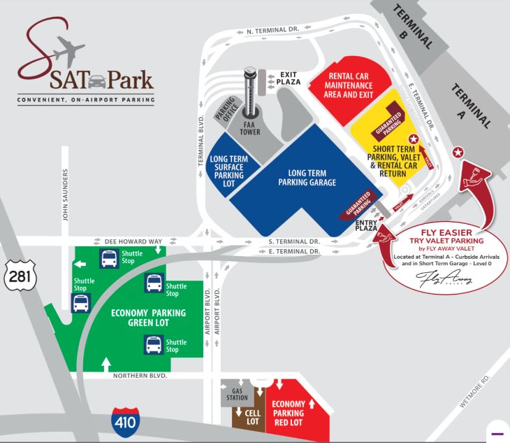 San Antonio International Airport Parking Map