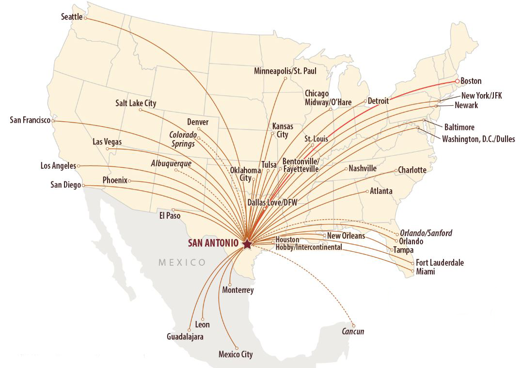 San Antonio International Airport Route Map