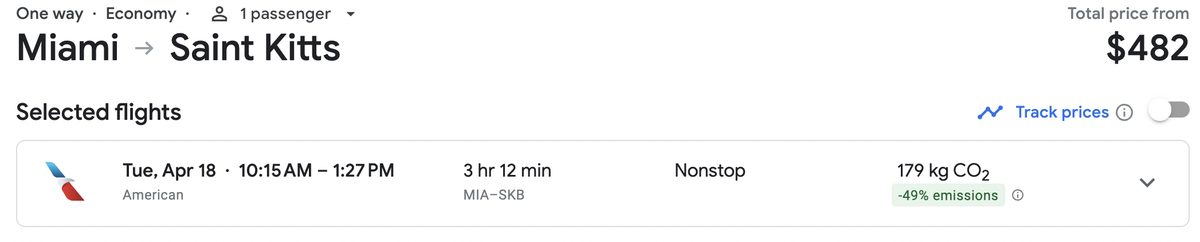 BA Avios MIA-SKB Google Screenshot