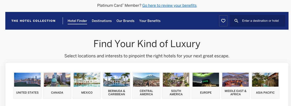 Hotel Collection landing page