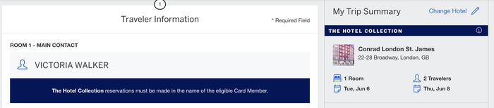 Hotel Collection payment page