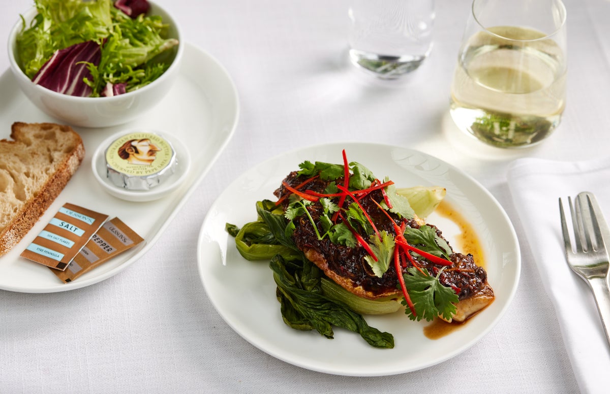 Seared Snapper with black bean sauce seasonal greens and salted chilli International Business