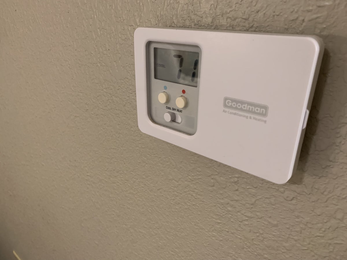 Separate thermostats in the guestroom at Homewood Suites Austin Round Rock