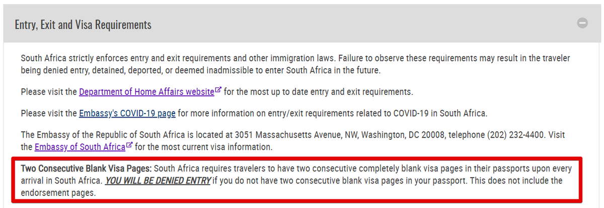 South Africa International Travel Information US Embassy entry requirements