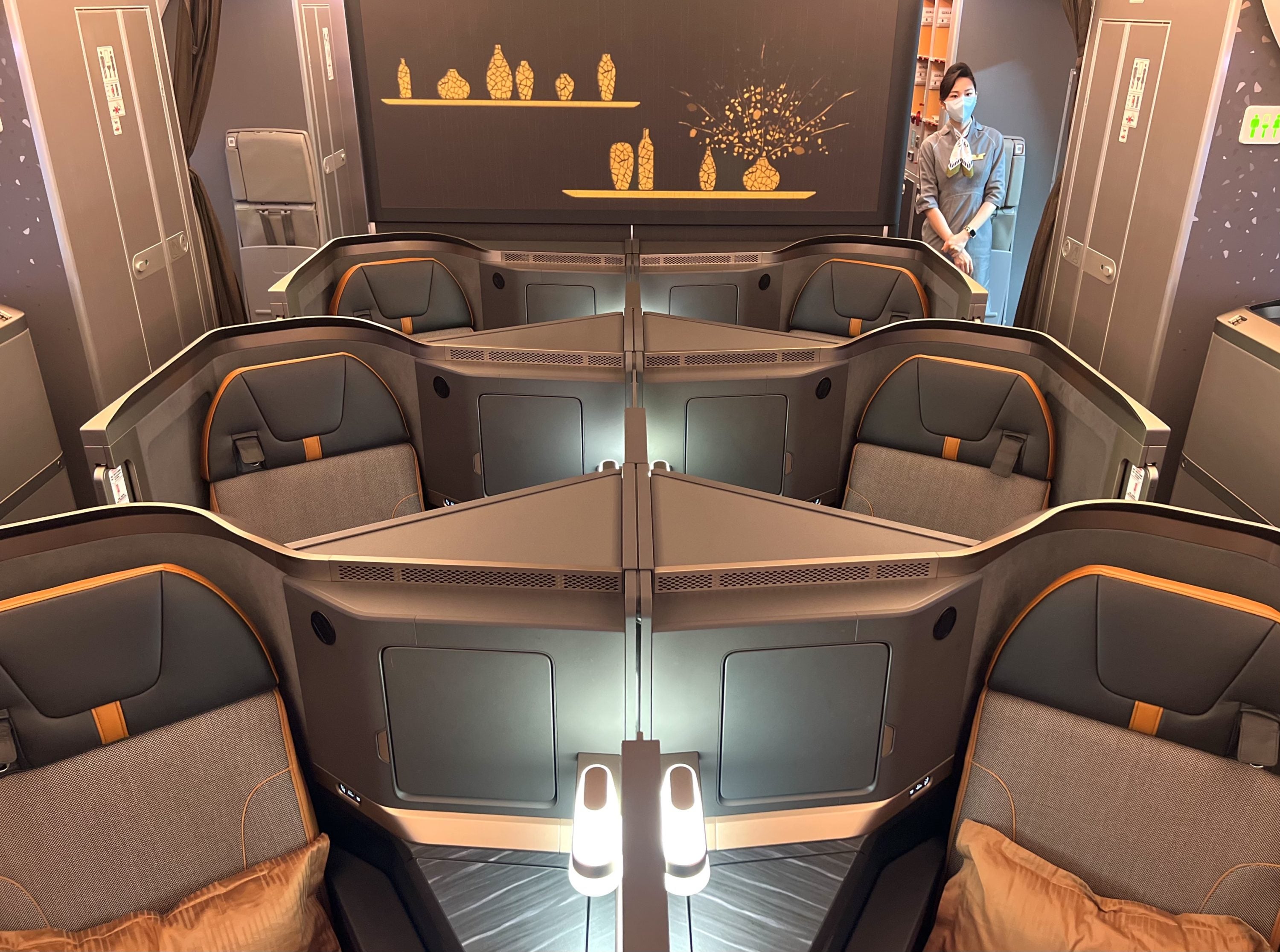 Starlux A359 Business Class cabin from middle of middle
