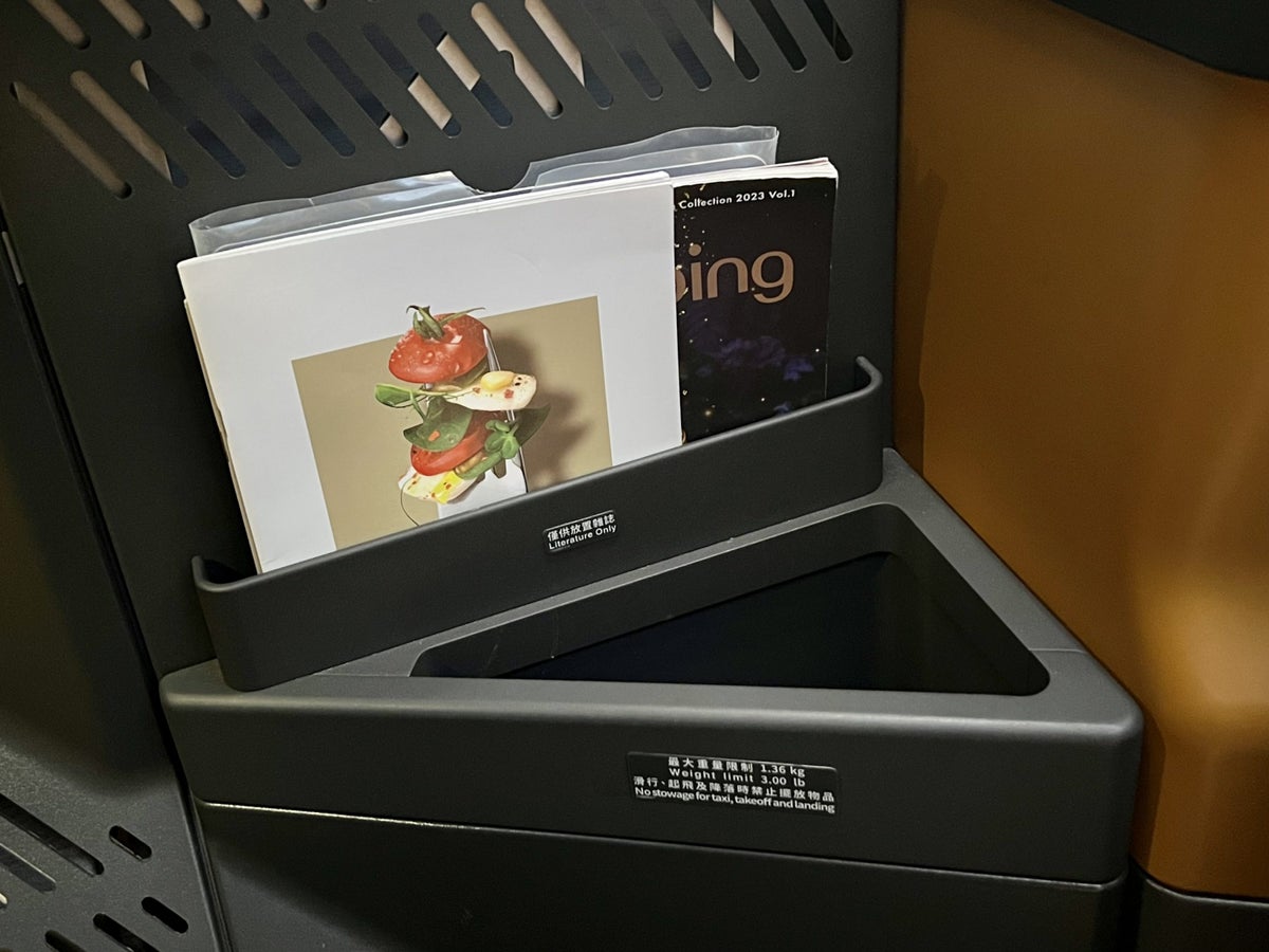 Starlux A359 Business Class storage and reading material
