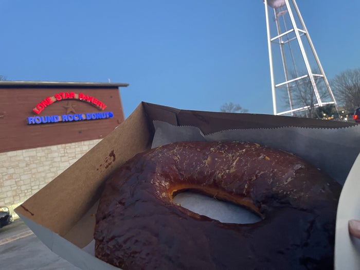 Texas sized donut at Round Rock Donuts