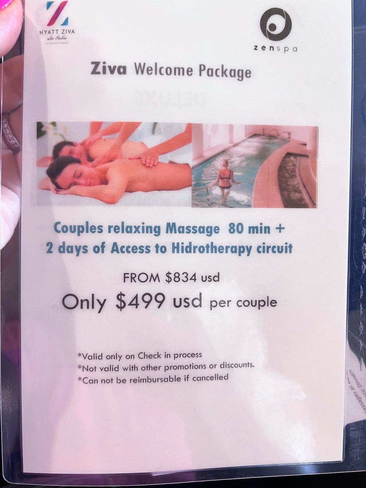 Ziva Welcome Package massage offer