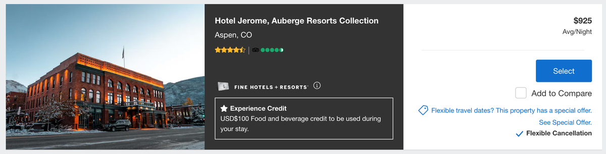 Auberge Hotel Jerome bookable through Amex Fine Hotels and Resorts