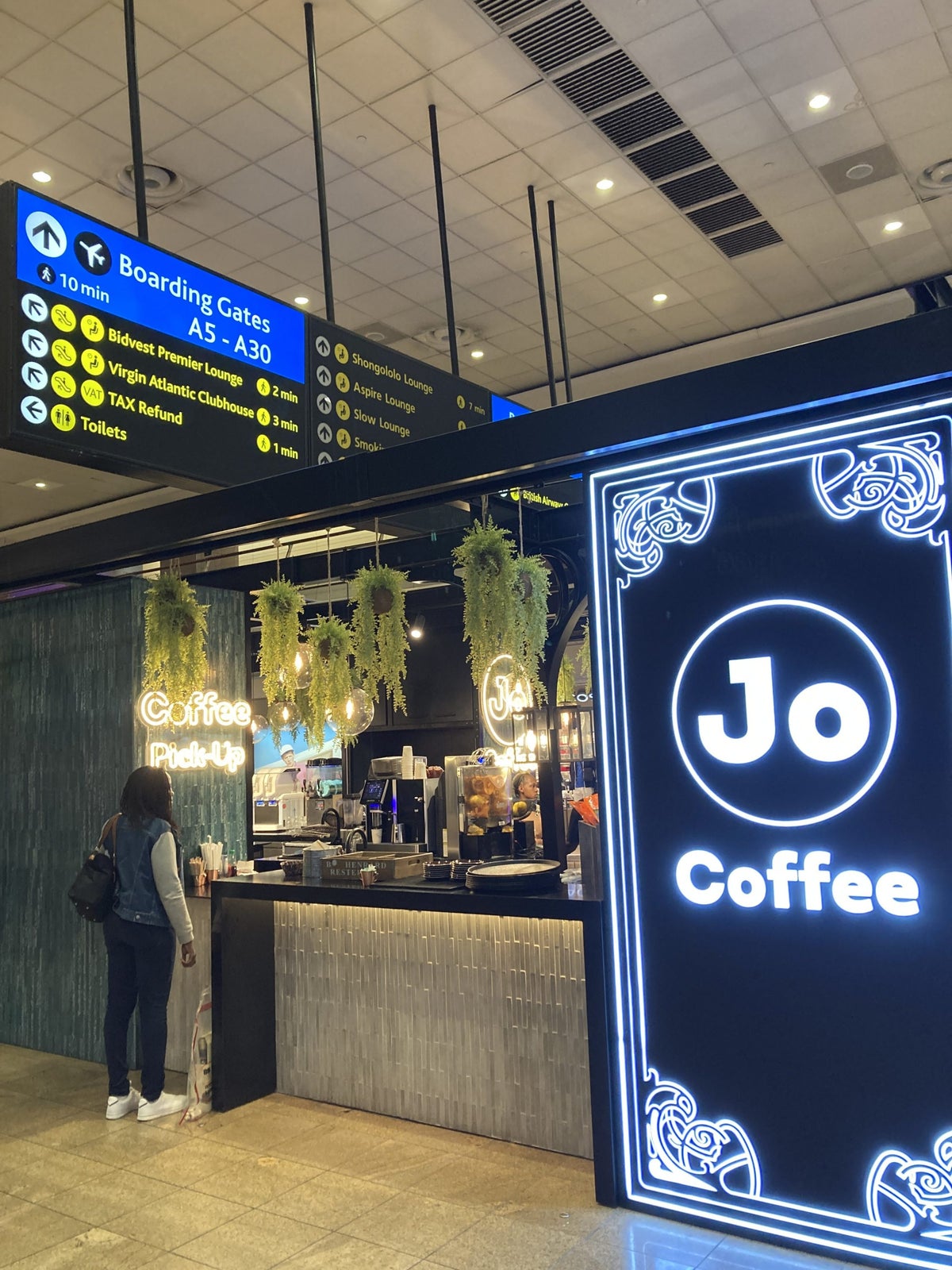 Bidvest Premier Lounge Jo Coffee signage