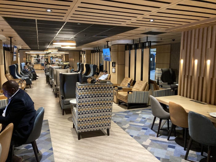 Bidvest Premier Lounge dining seating from smoking lounge