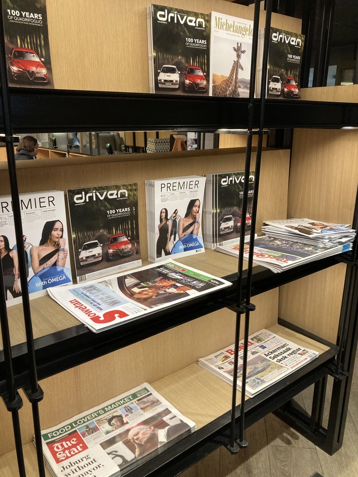 Bidvest Premier Lounge reading materials
