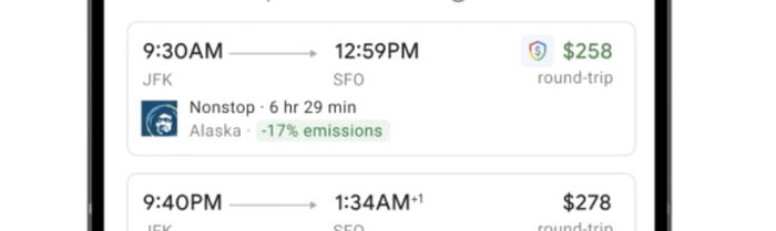 Google flights price guarantee badge