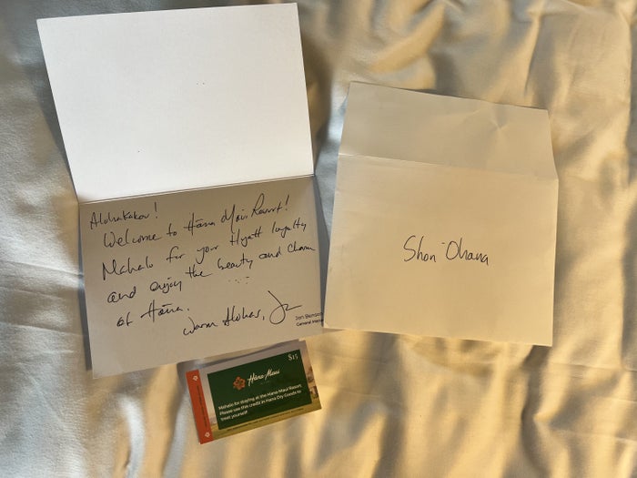 Hana Maui Welcome Letter
