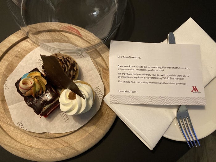 Johannesburg Marriott Hotel Melrose Arch Gold welcome gift
