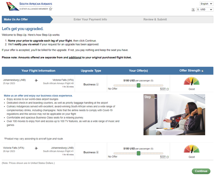 SAA upgrade offer 85 220