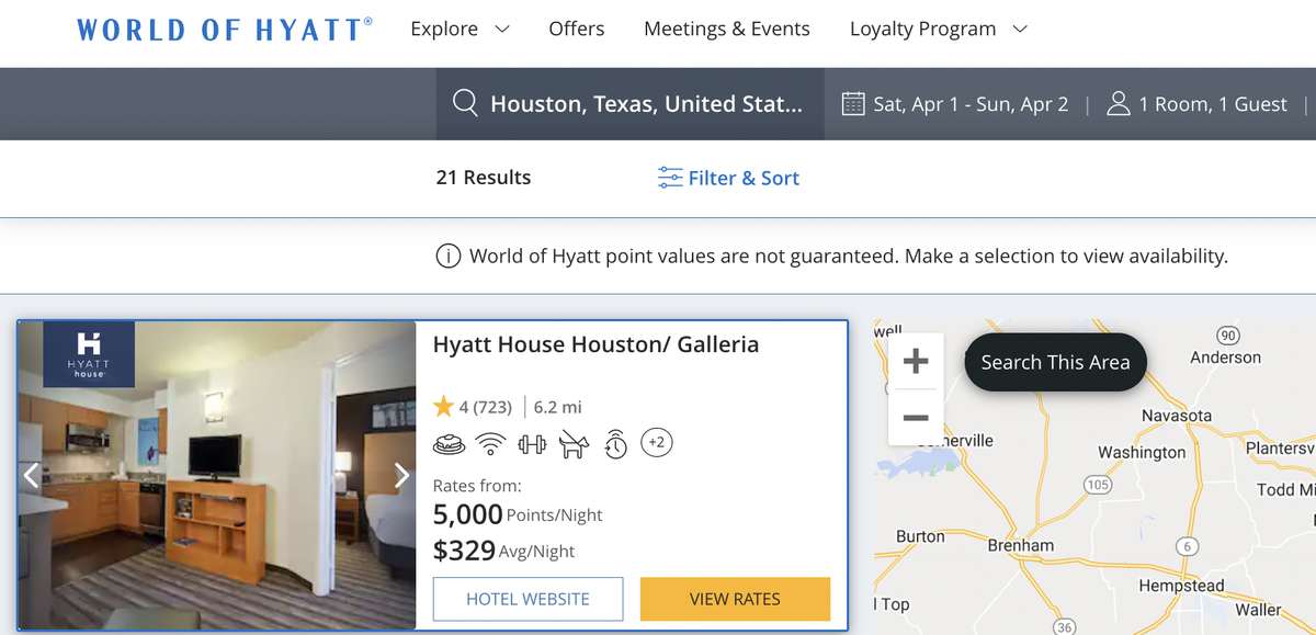 Hyatt House Houston Galleria Screenshot pricing