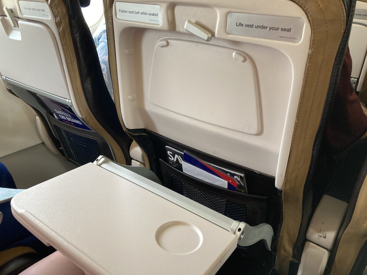 South African Airways JNB VFA 22B tray table extended