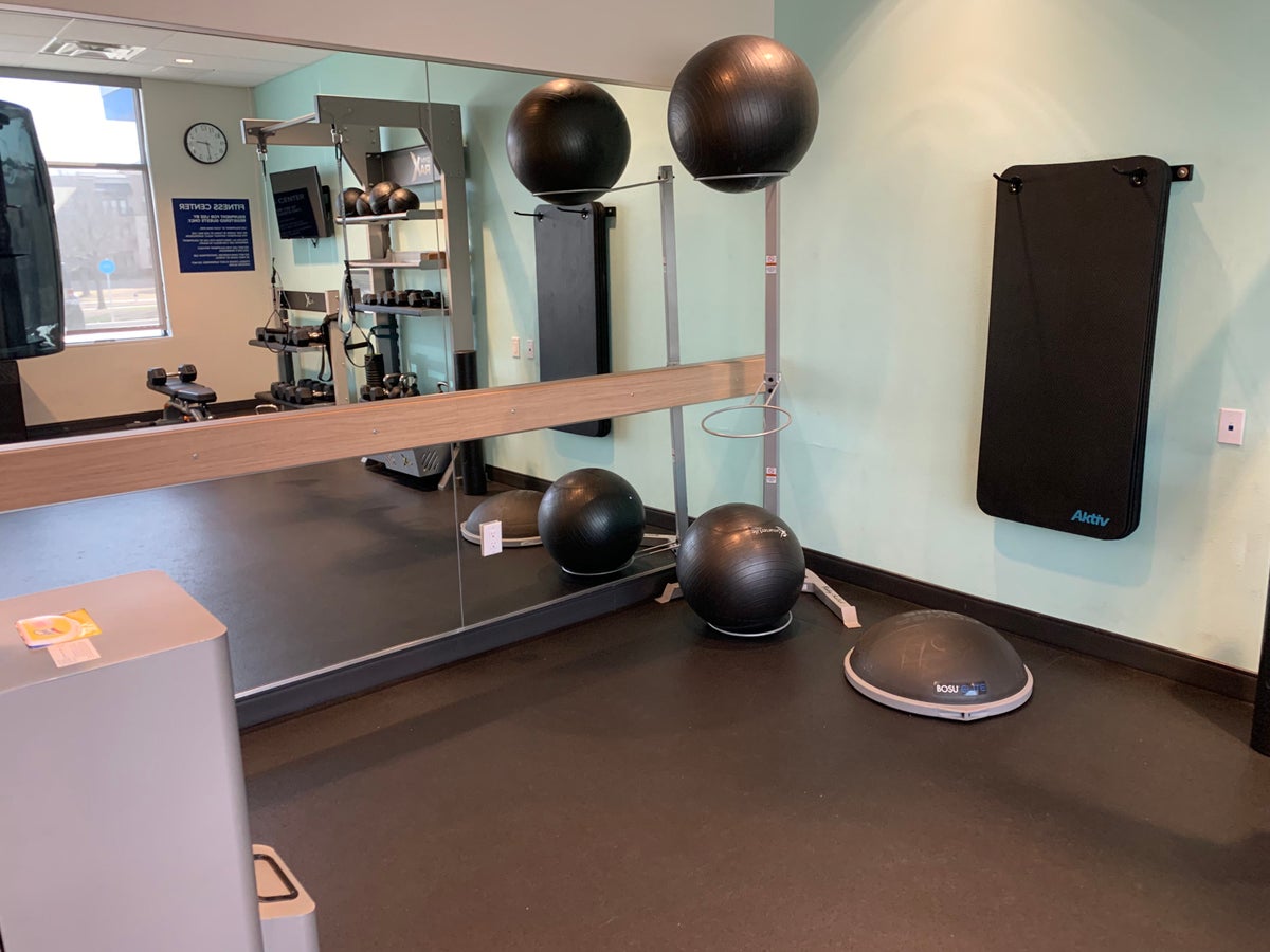 Tru by Hilton Frisco Dallas fitness center balance balls and weights