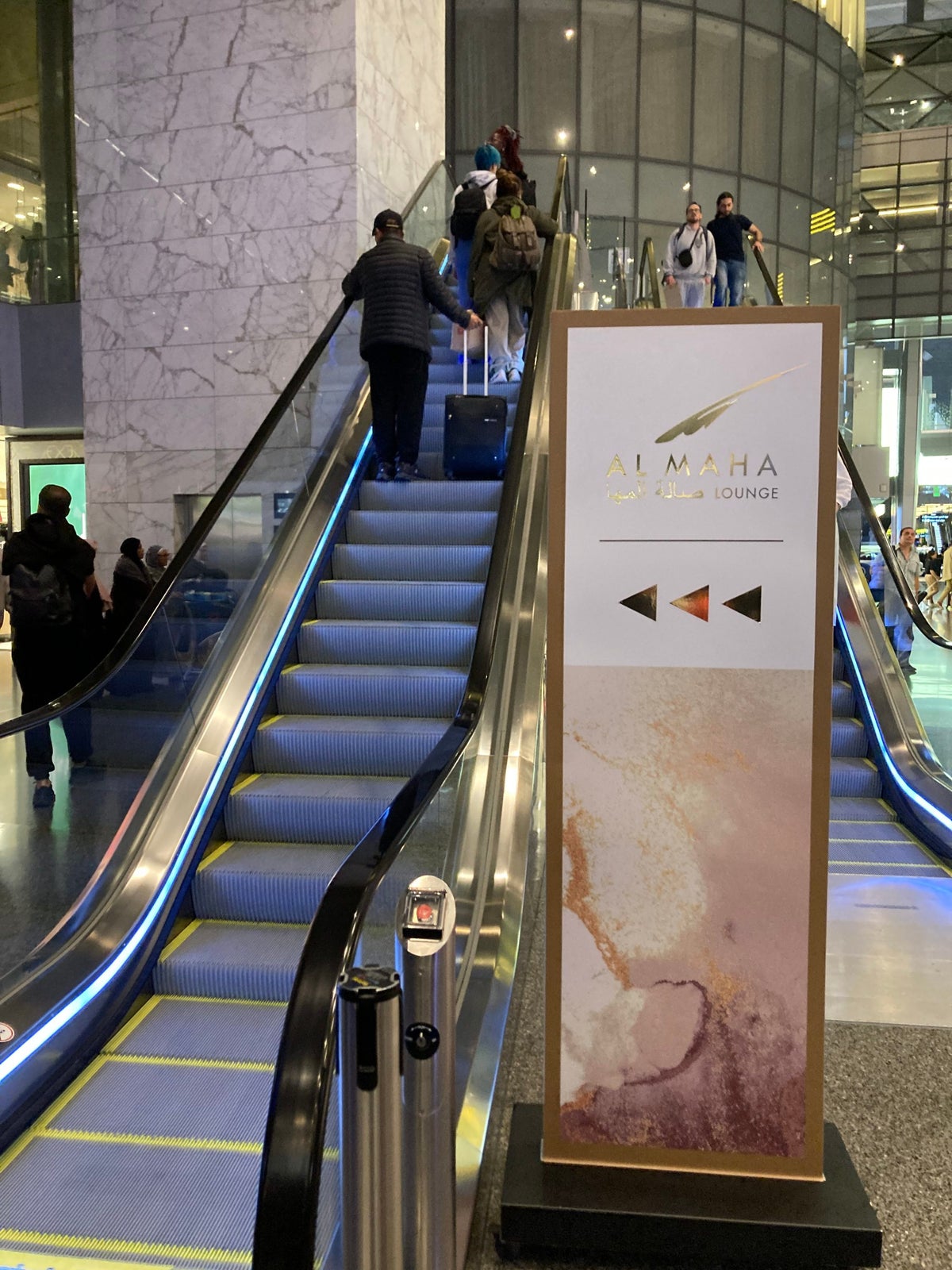 Al Maha Lounge Doha escalator entrance