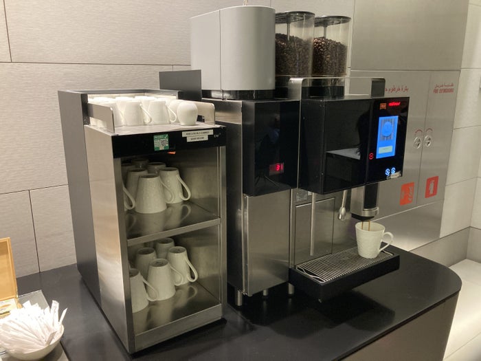 Al Maha Lounge Doha main coffee station Al Maha Lounge Doha main coffee station
