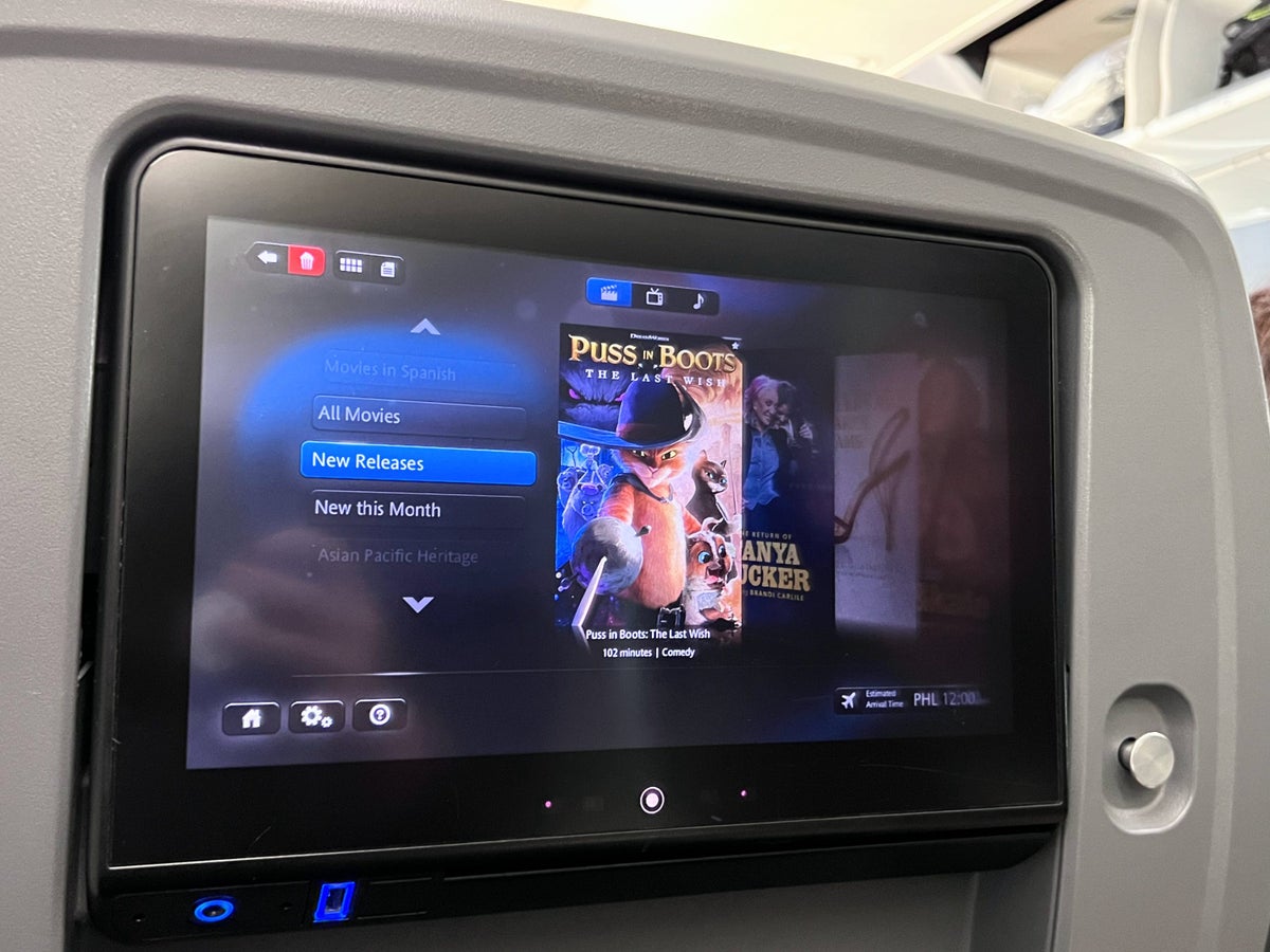 American Airlines premium economy in flight entertainment