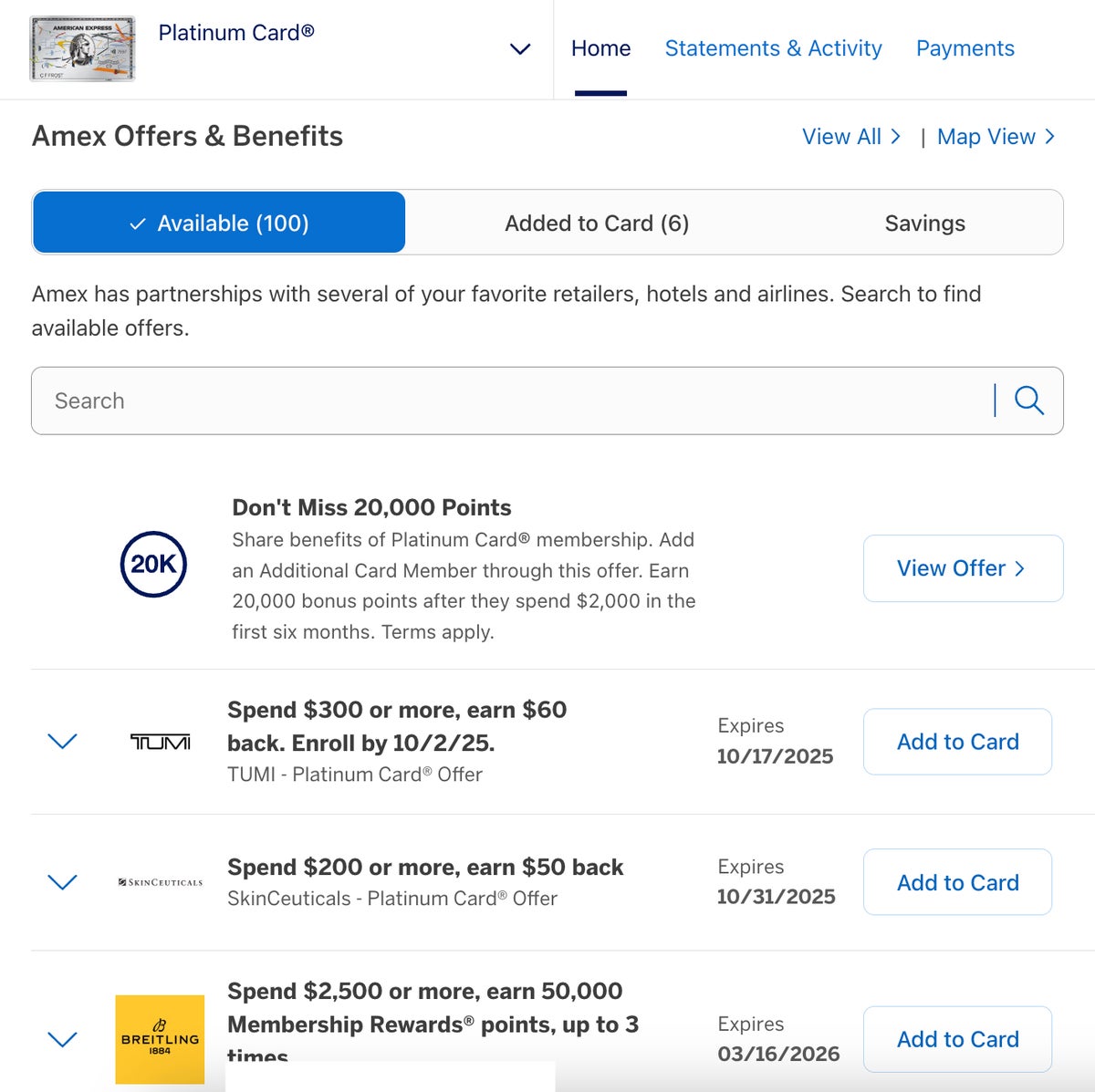 Amex Offers available