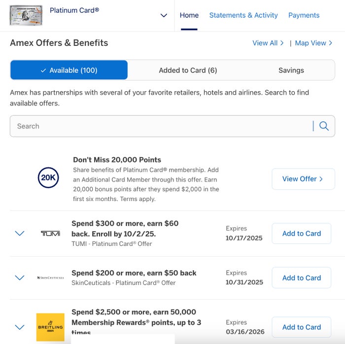 Amex Offers available