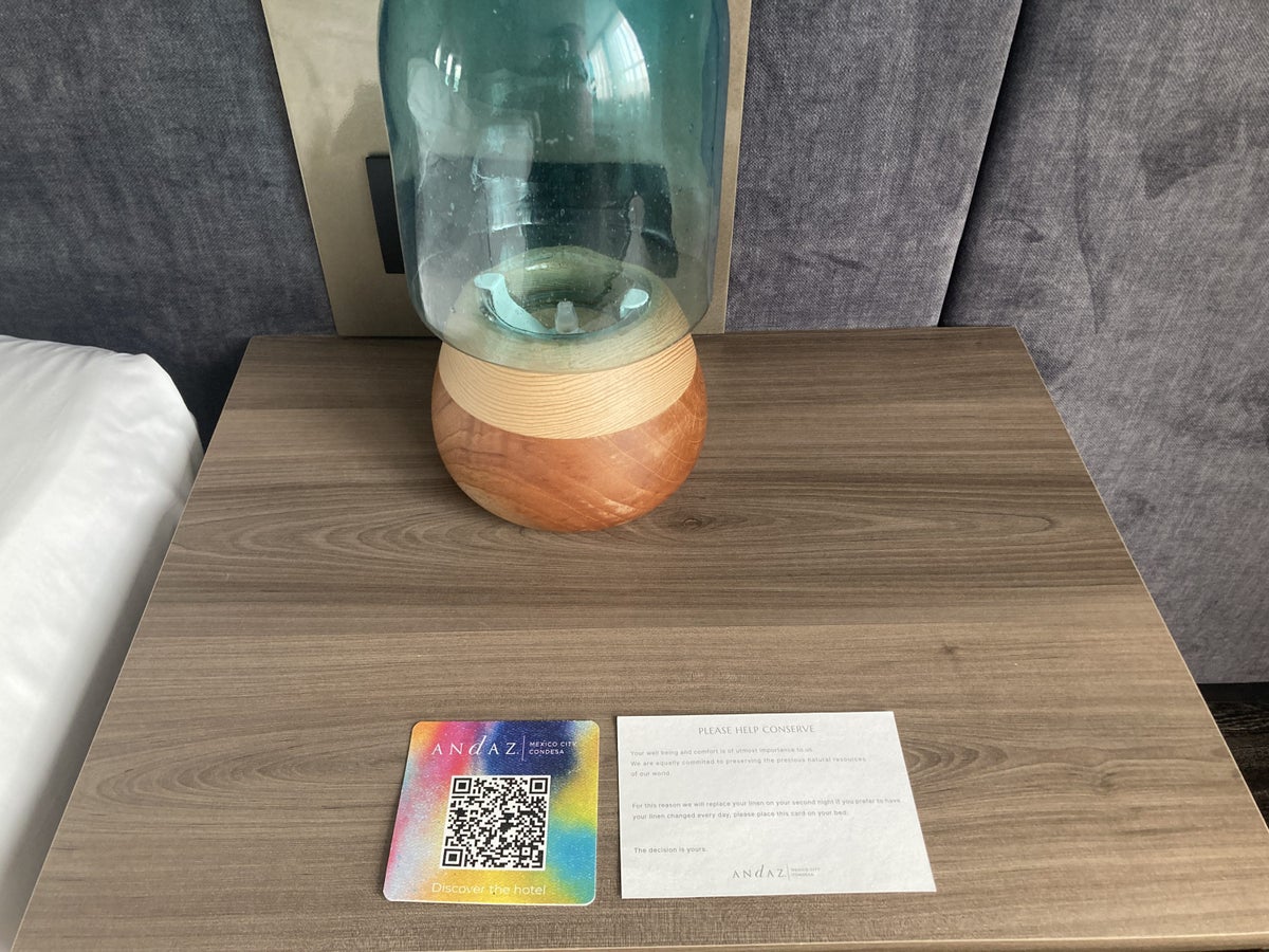 Andaz Mexico City Condesa right nightstand contents