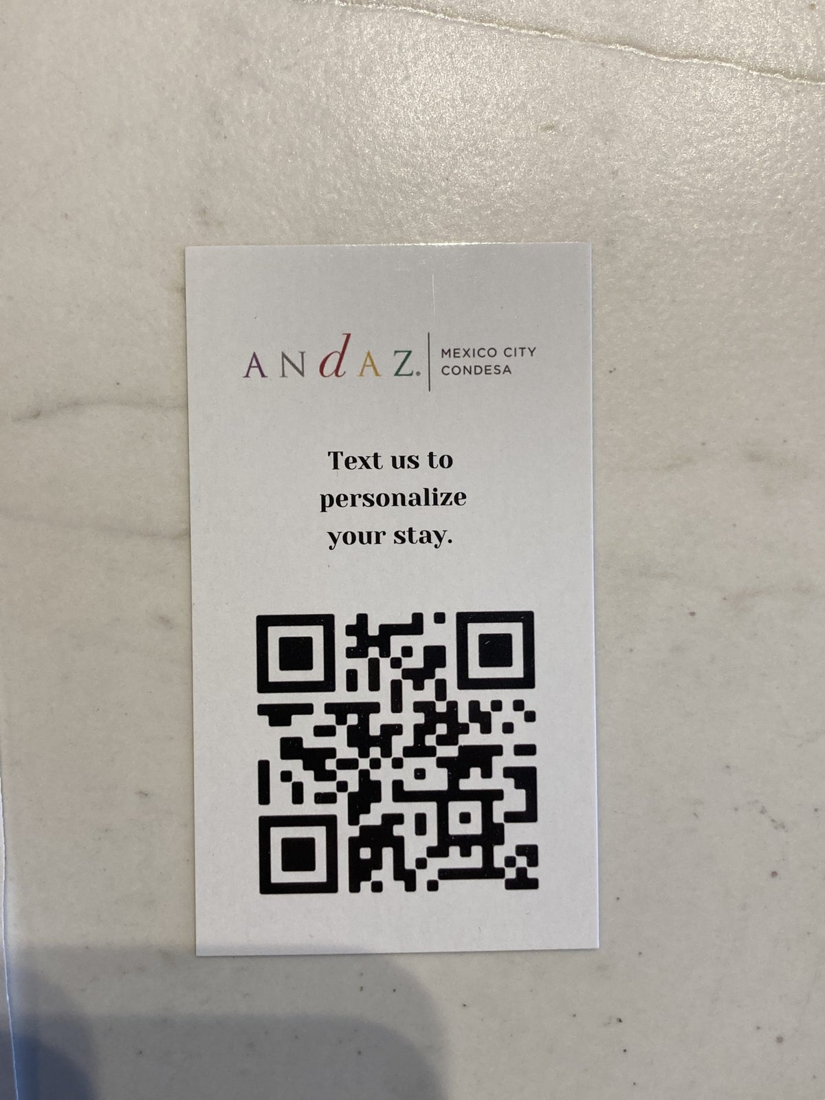 Andaz Mexico City Condesa QR code for text help
