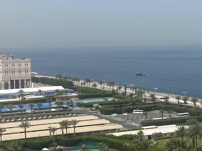 Atlantis Helicopter landing Atlantis Helicopter landing at the helipad