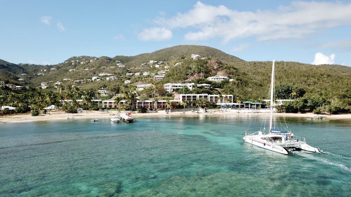 A view of St. Thomas's Bolongo Bay Beach Resort from the water.