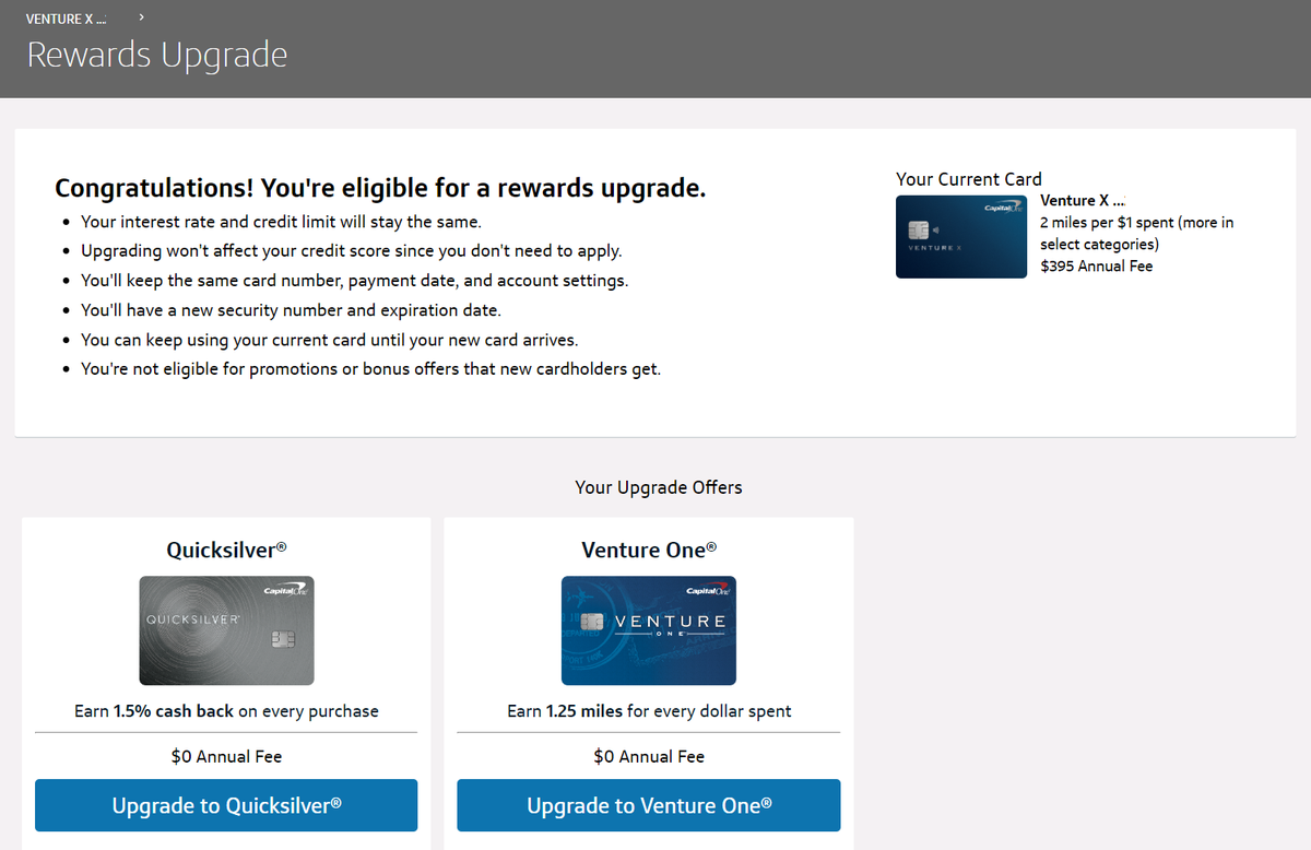 Capital One Rewards Upgrade