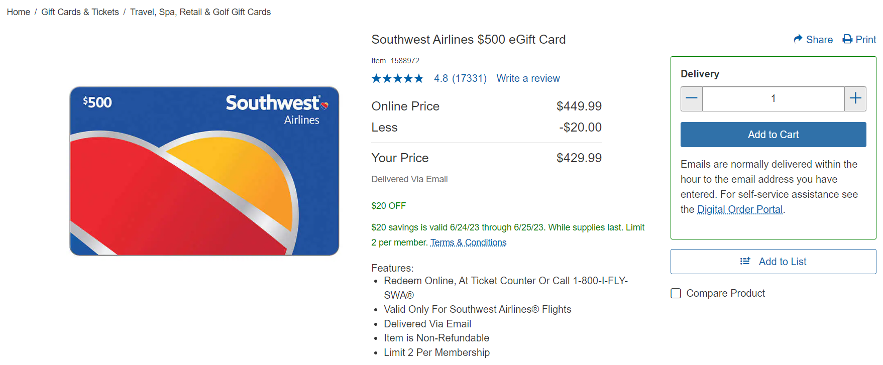 costco-selling-500-southwest-gift-cards-for-429-99-ends-soon
