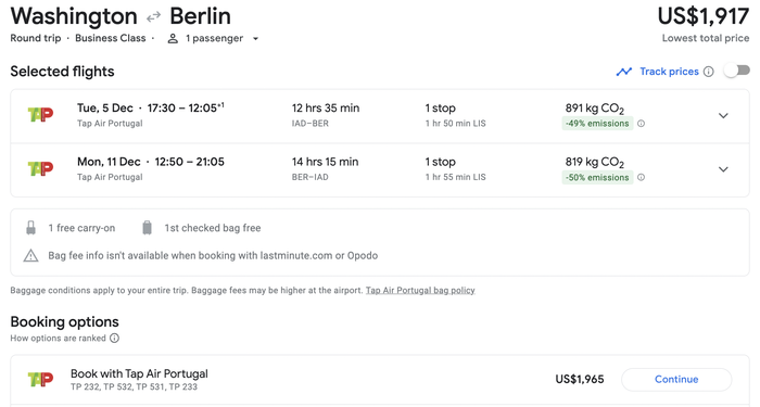 DC to Berlin in Dec