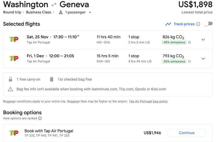 DC to Geneva in Nov