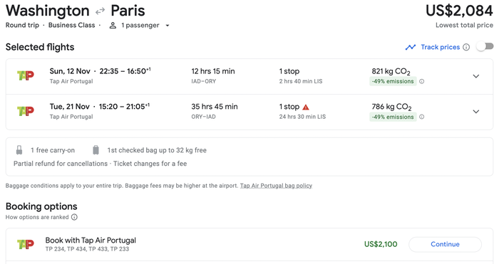 DC to Paris in Nov