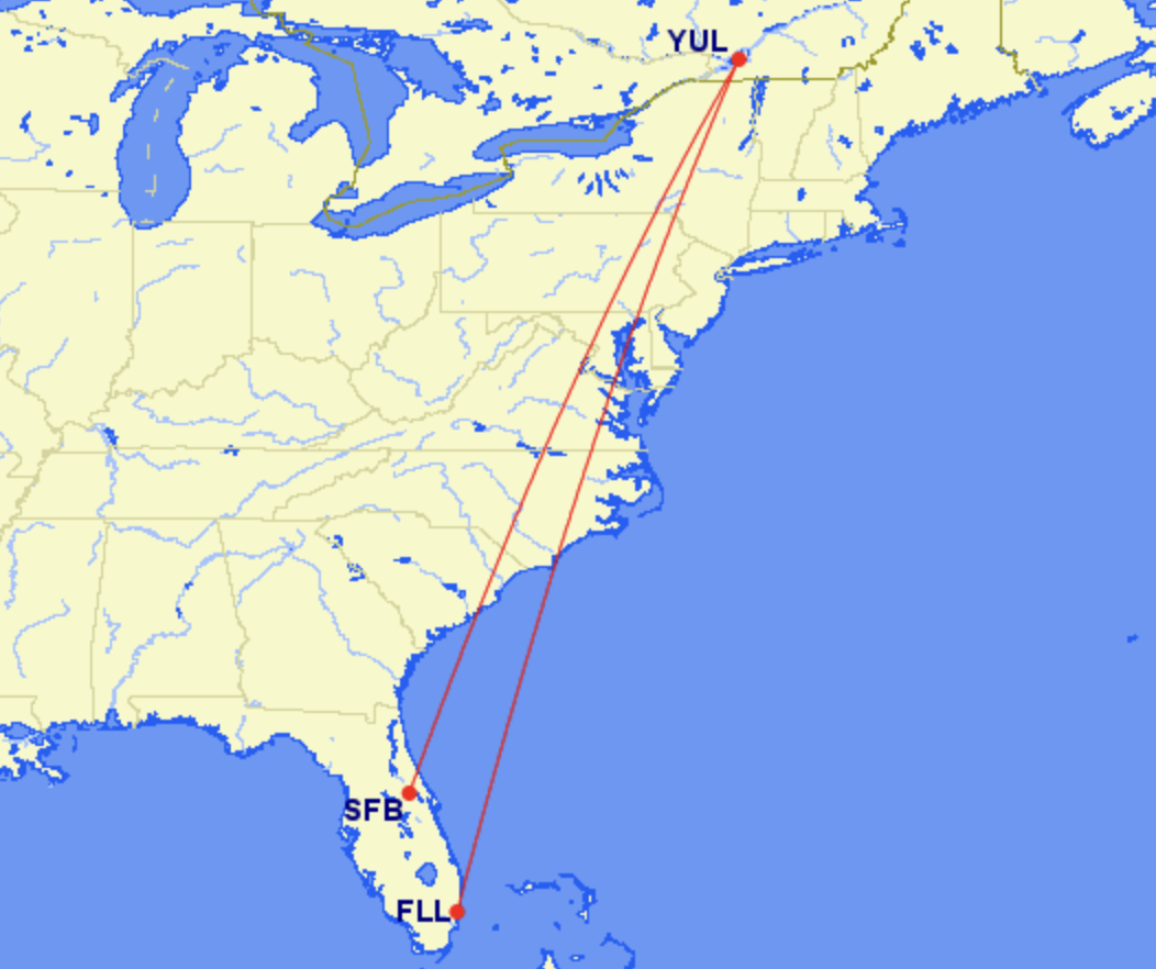 Flair Routes from YUL to FLL and SFB