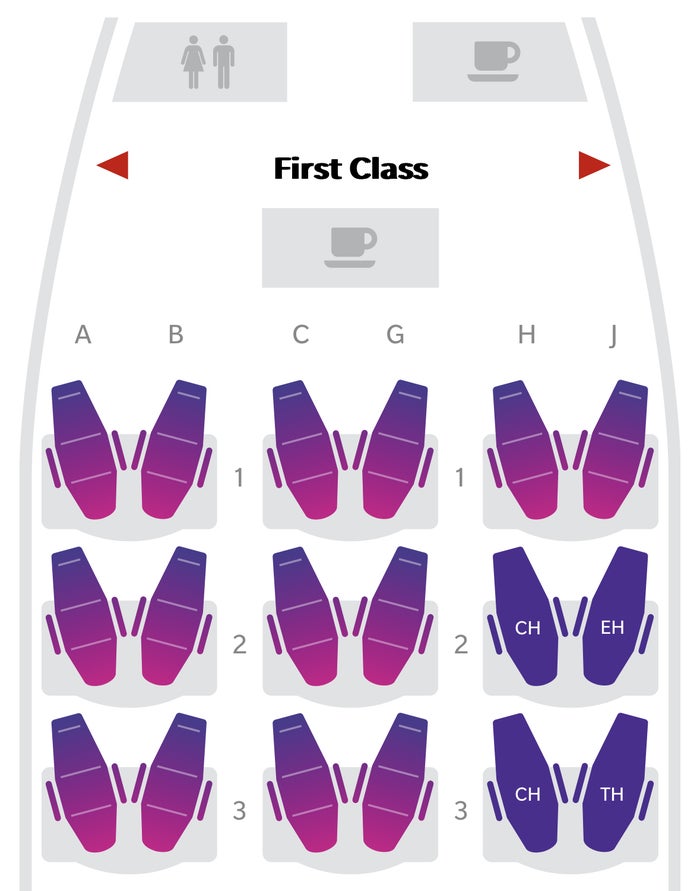 Hawaiian Airlines A330 first class seating chart