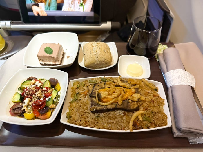 Hawaiian Airlines First Class fried rice